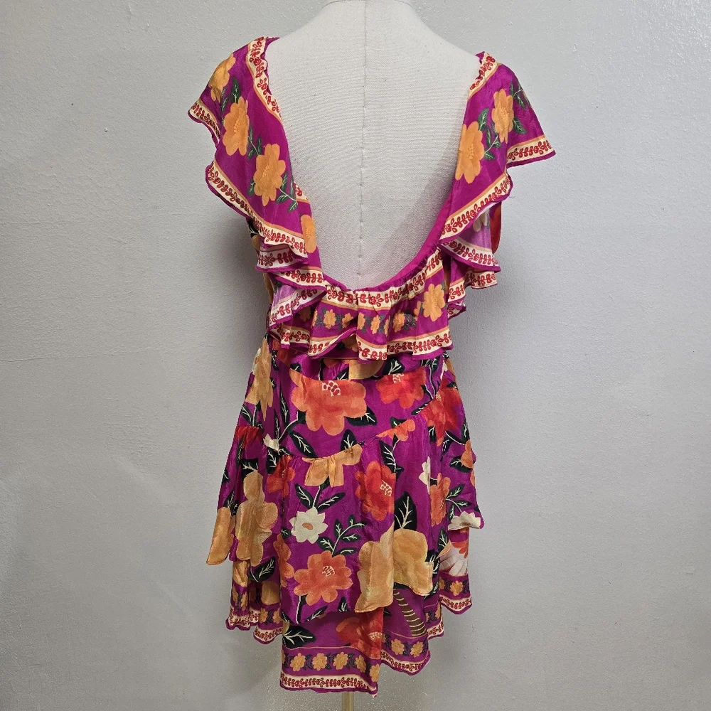 Farm Rio Flowers Tapestry Pink Mini Dress Size Large NWT